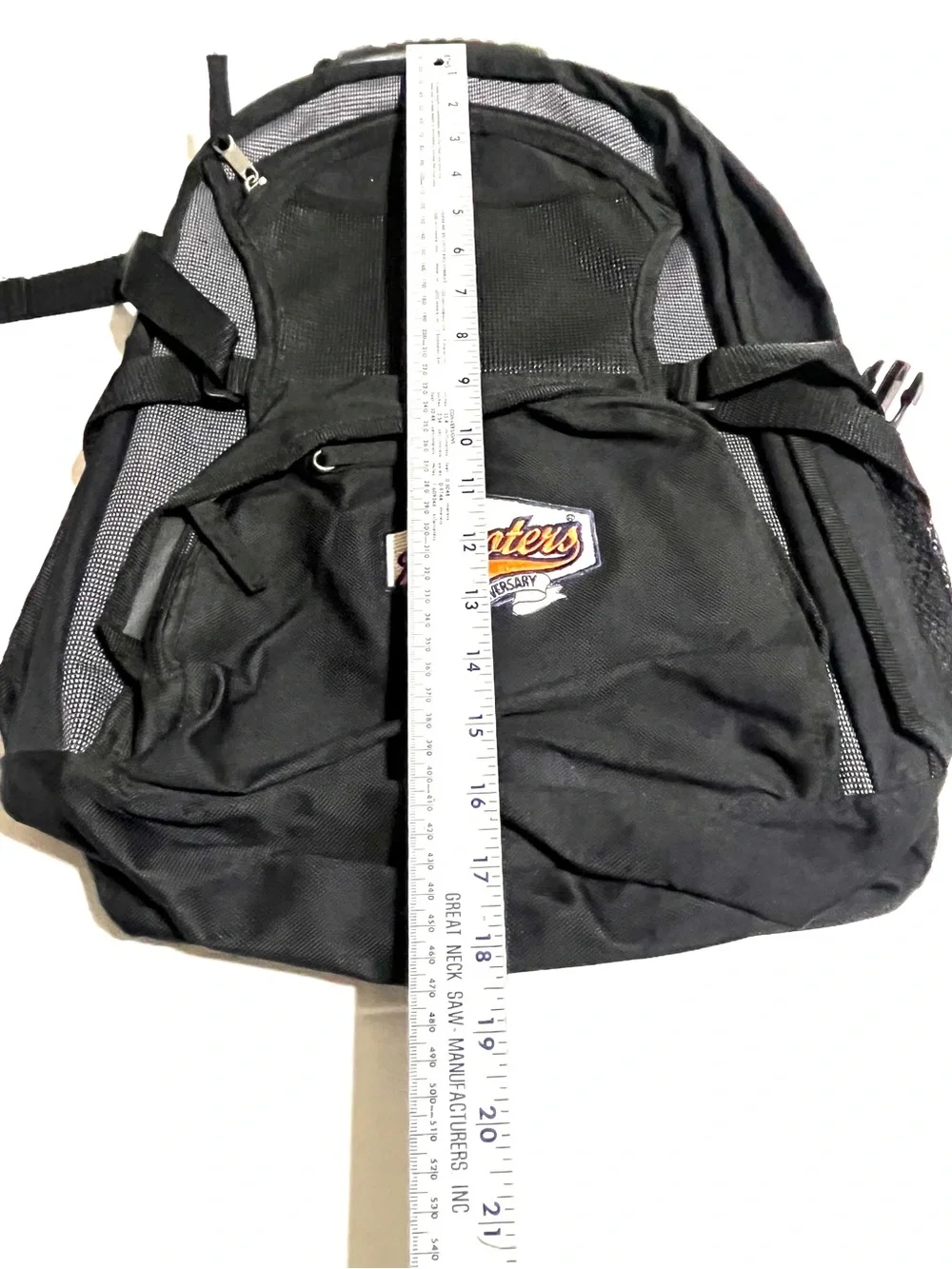 Hooters Black Gray Backpack with Orange Logo Patch
